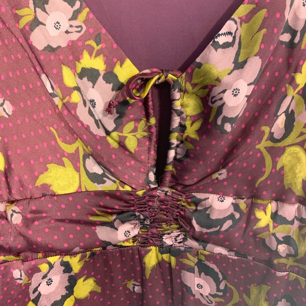 Free people long sleeve purple floral dress - Picture 2 of 5